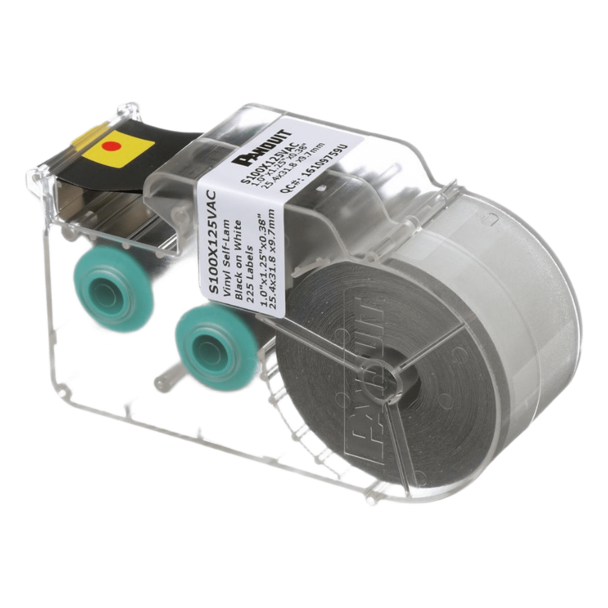 Casete de 225 Etiquetas Autolaminadas de 25.4 x 31.8 mm (1 x 1.25 pulgadas), para Cables de 3 a 7.1 mm (0.12 a 0.28 pulgadas) de Diámetro, Área de Impresión Color Blanco — PANDUIT · SKU S100X125VAC