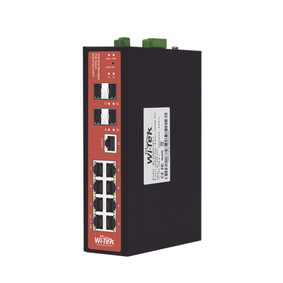 Switch Industrial administrable PoE, puerto 1-2 PoE 24/48. puertos 3-8 puertos 802.3 af/at/bt, hasta 60 W