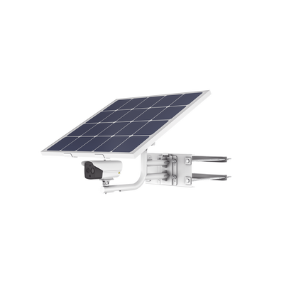 Kit Cámara Térmica Solar - Resolución 256 x 192 / Rango de temperatura -20°C a 150°C / Fusión de imagen bi-espectro / Alarma audible y estroboscópica / 4G LTE / Batería Lithium 360Wh / Panel solar 80W / IP — HIKVISION · SKU DS-2TXS2628-10P/QA/GLT/CH36S80(LA)