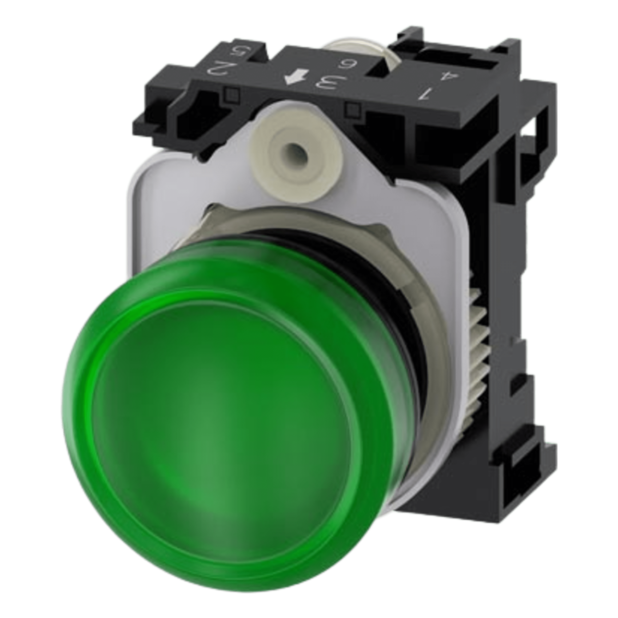 Lampara de señalización plástica con led color Verde, 110Vca