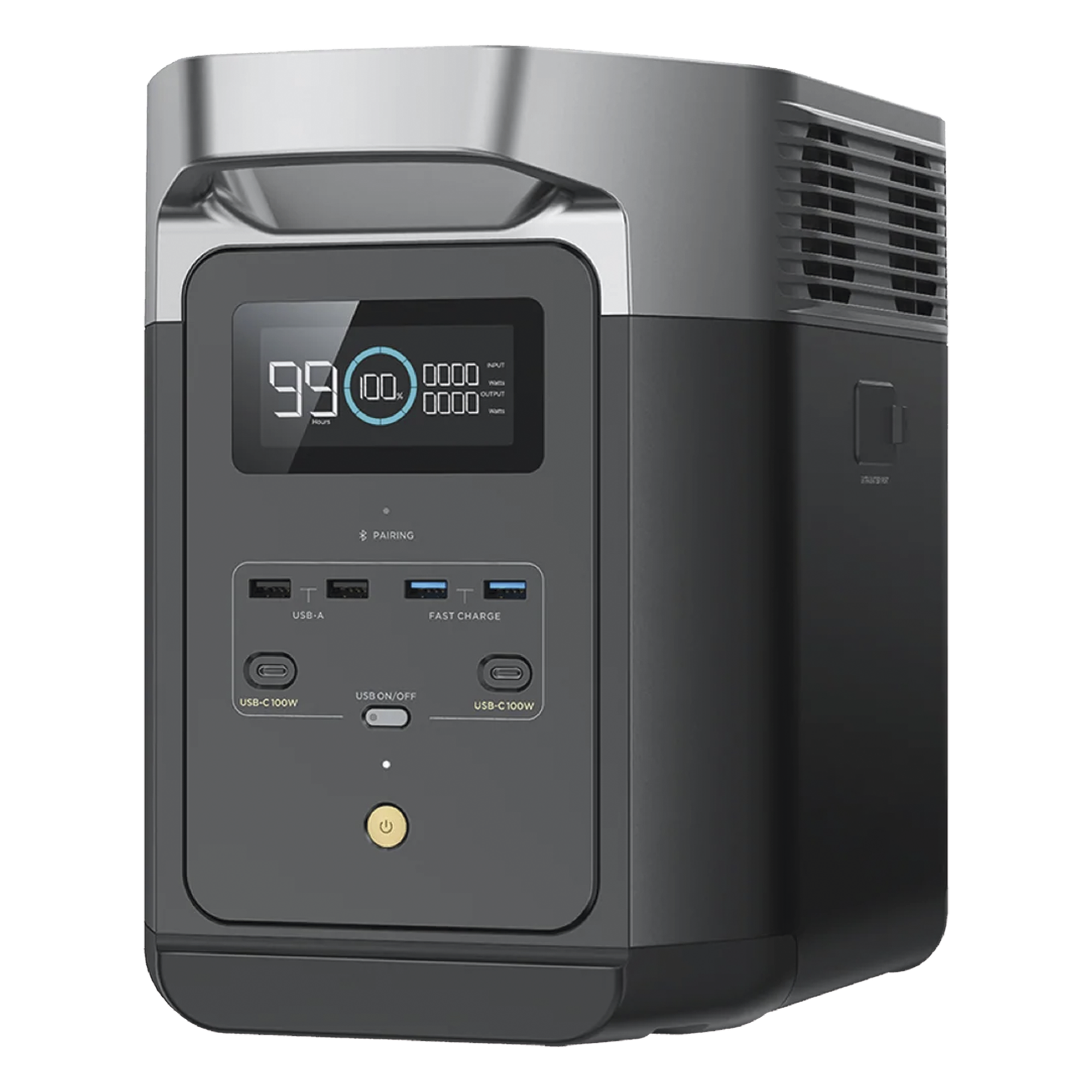 EcoFlow DELTA 2 MAX | Estación de Energía Portátil 2048Wh Litio LFP / 6 AC 2400 W (Max. 3400W) / 2 USB-C 100W / Capacidad para Aumentar Respaldo / Soporta Cargador de Coche 10A a 12.6V / Conectividad WiFi y Bluetooth (App) / Carga Sol — ECOFLOW · SKU EFD-350