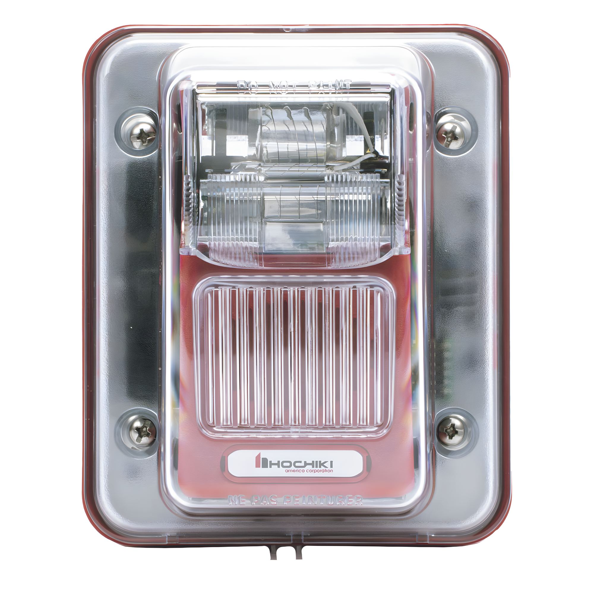 Sirena Estrobo / Intemperie / Montaje Muro / 75 cd / 70-100 dBA / 16-33 VCC / 4.72 x 5.75 x 4.17 in — HOCHIKI · SKU WHEC24-75WR