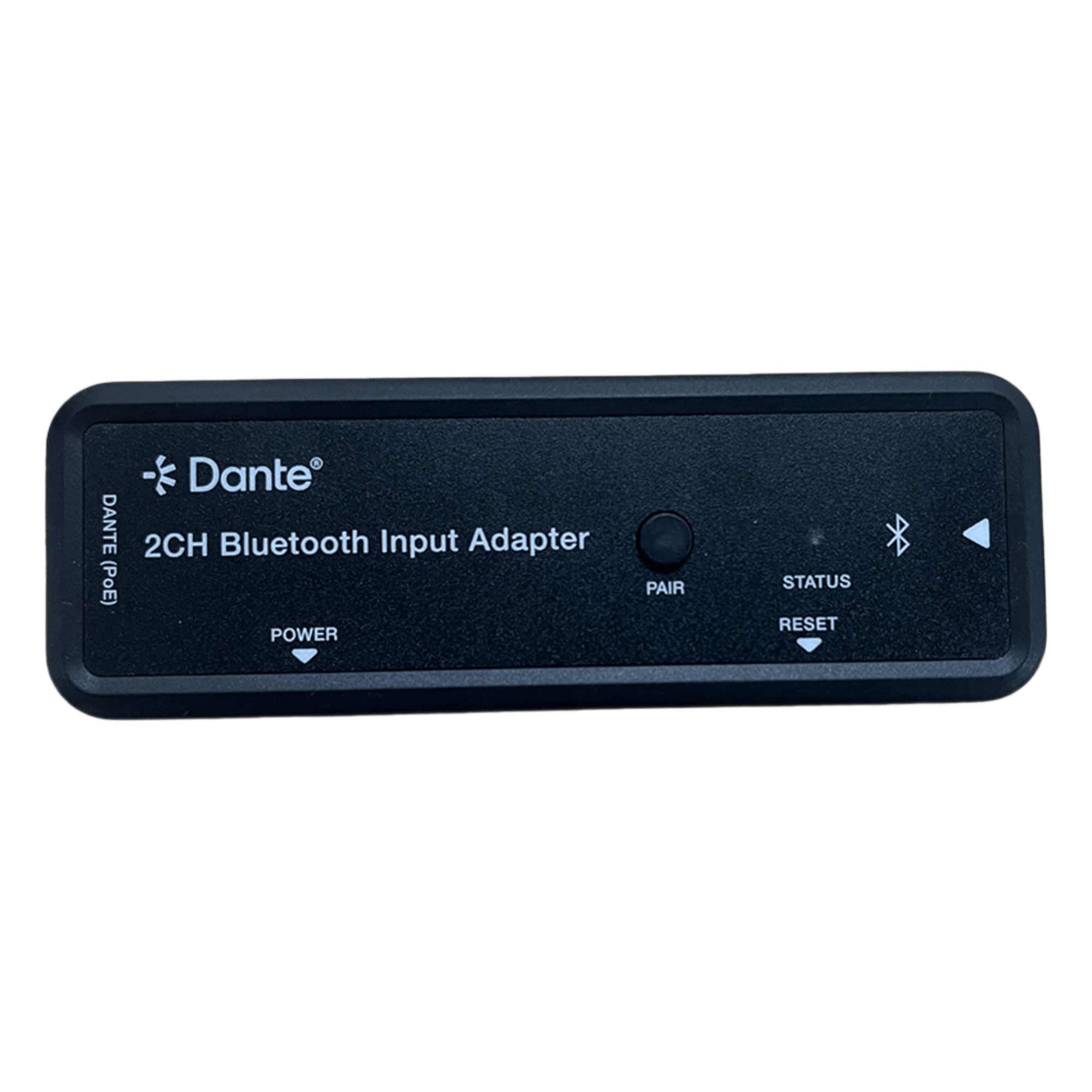 Extensor de Audio Dante® 2CH Bluetooth Input Adapter | Entrada Bluetooth 2 Canales | Salida Dante® Digital | Latencia Configurable 1-5 ms | Compatible HDMI 1.4 | HDCP 1.4 | PoE IEEE802.3af | Distancia de Transmisión 100 m — EPCOM PROAUDIO · SKU EPP-AUD2BEN