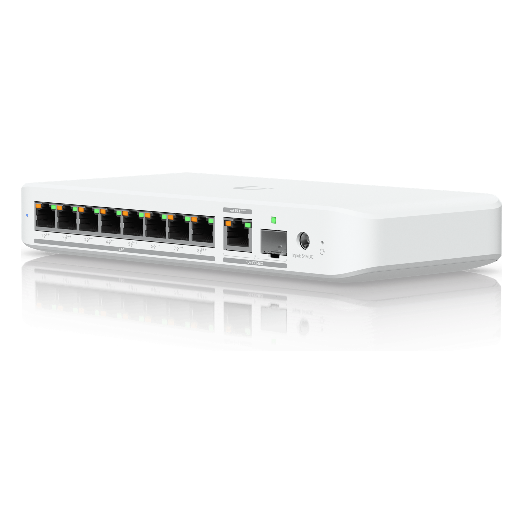 USW Flex 2.5G PoE Switch de 8 Puertos 2.5GbE PoE++, con un Puerto de Enlace Ascendente Combinado RJ45/SFP+ de 10 GbE (No incluye Adaptador ca/cc) — UBIQUITI · SKU USW-FLEX-2.5G-8-POE
