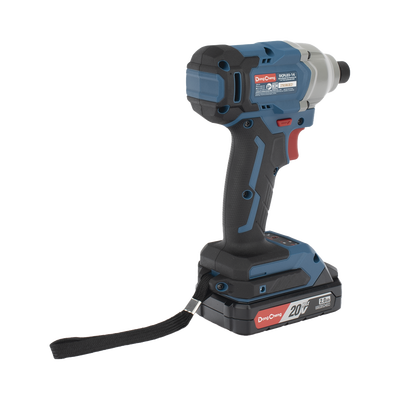 Atornillador de Impacto Inalámbrico 20V / Motor Brushless / Portabrocas Hexagonal 1/4 in / 90-180 Nm Torque / Batería 2.0Ah con Maletín