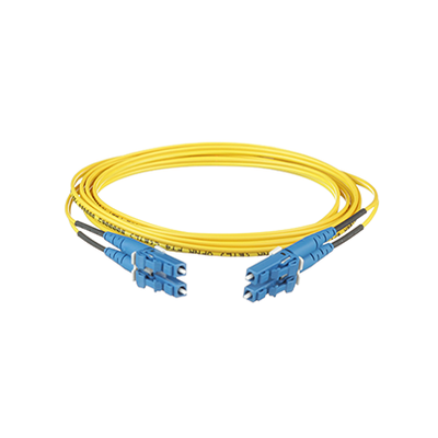 Jumper de Fibra Optica Monomodo 9/125 OS2, LC-LC Duplex, OFNR (Riser), Color Amarillo, 1 Metro (3.28 Pies)