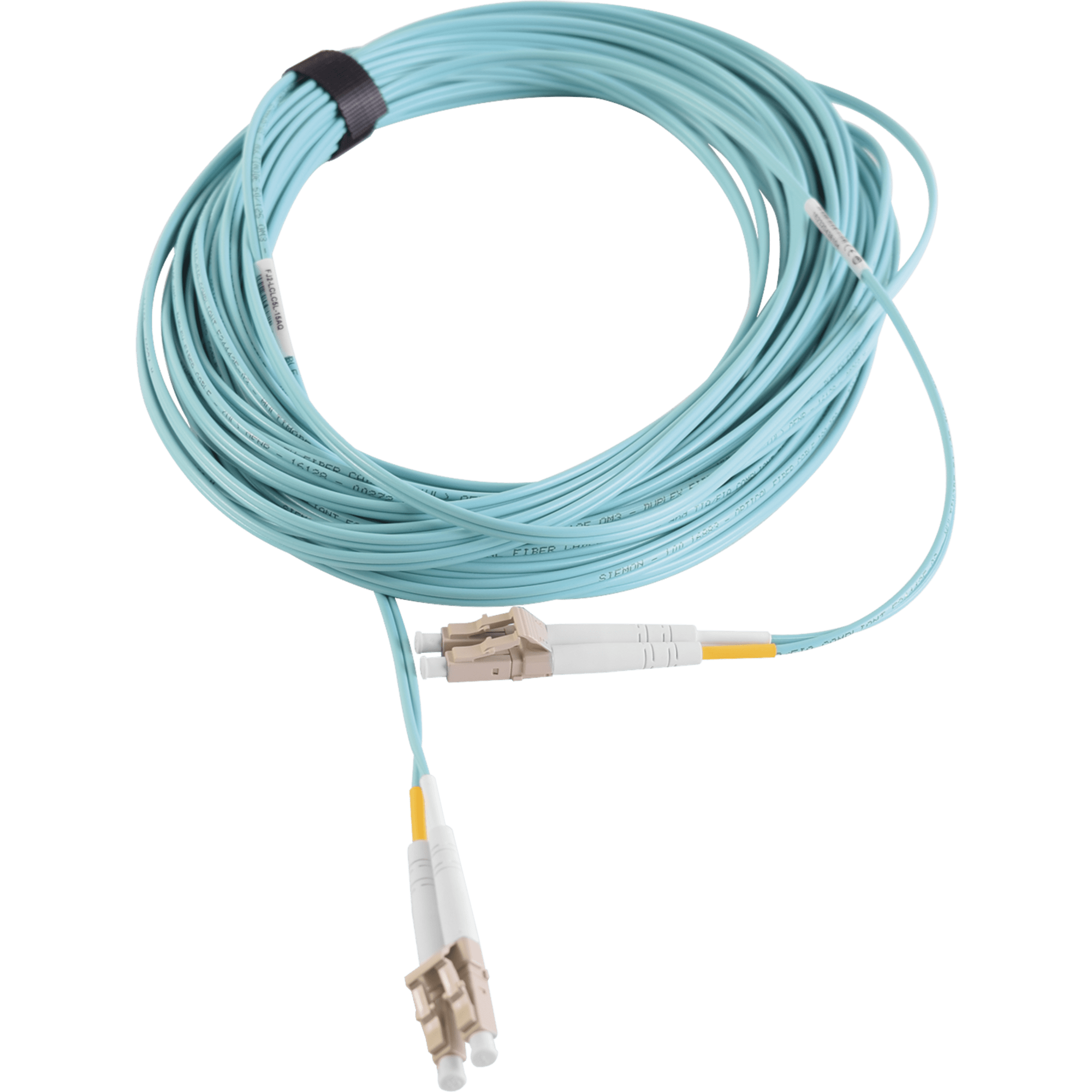 Jumper de Fibra Óptica Multimodo 50/125 XGLO OM3, LC-LC Duplex, OFNR, Color Aqua, 15 Metros (49.21 Pies)