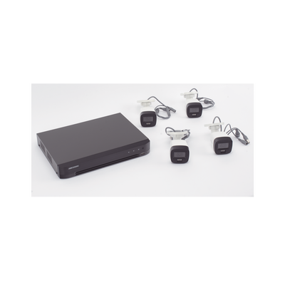 [Dual Light] Kit TurboHD 3K (5 Megapixel) / DVR 4 Canales / 4 Cámaras Bala para Exterior y Metal / Micrófono Integrado / Accesorios de Interconexión / Fuente de Poder