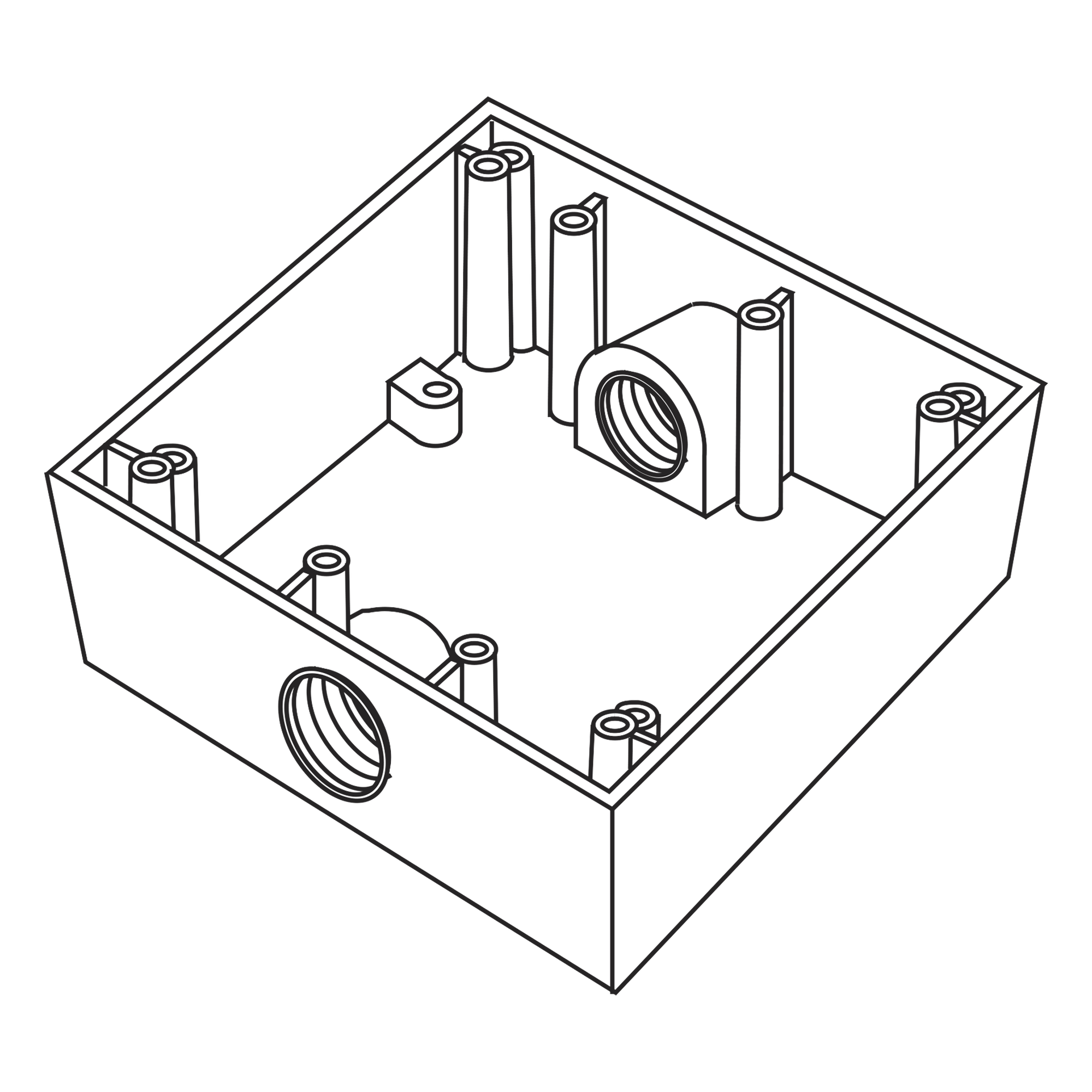 Caja Cuadra de 3/4" a Prueba de Intemperie/ Cuenta con 2 salidas. — RAWELT · SKU RC-04-83