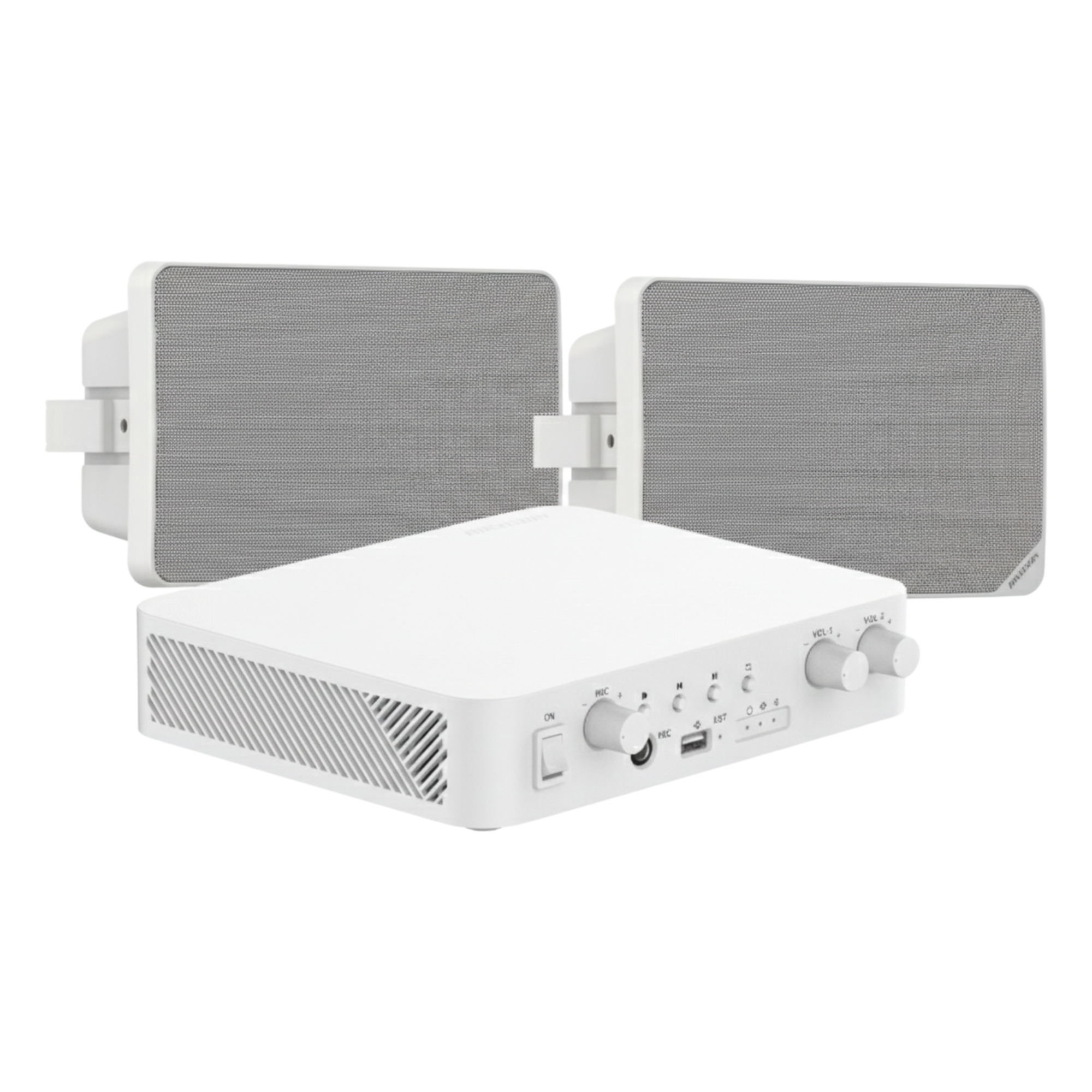 Kit de Audio | 70/100V | 2 Altavoces de pared | Bluetooth | Color Blanco | Hik-Connect — HIKVISION · SKU DS-QAE-KIT-0120G