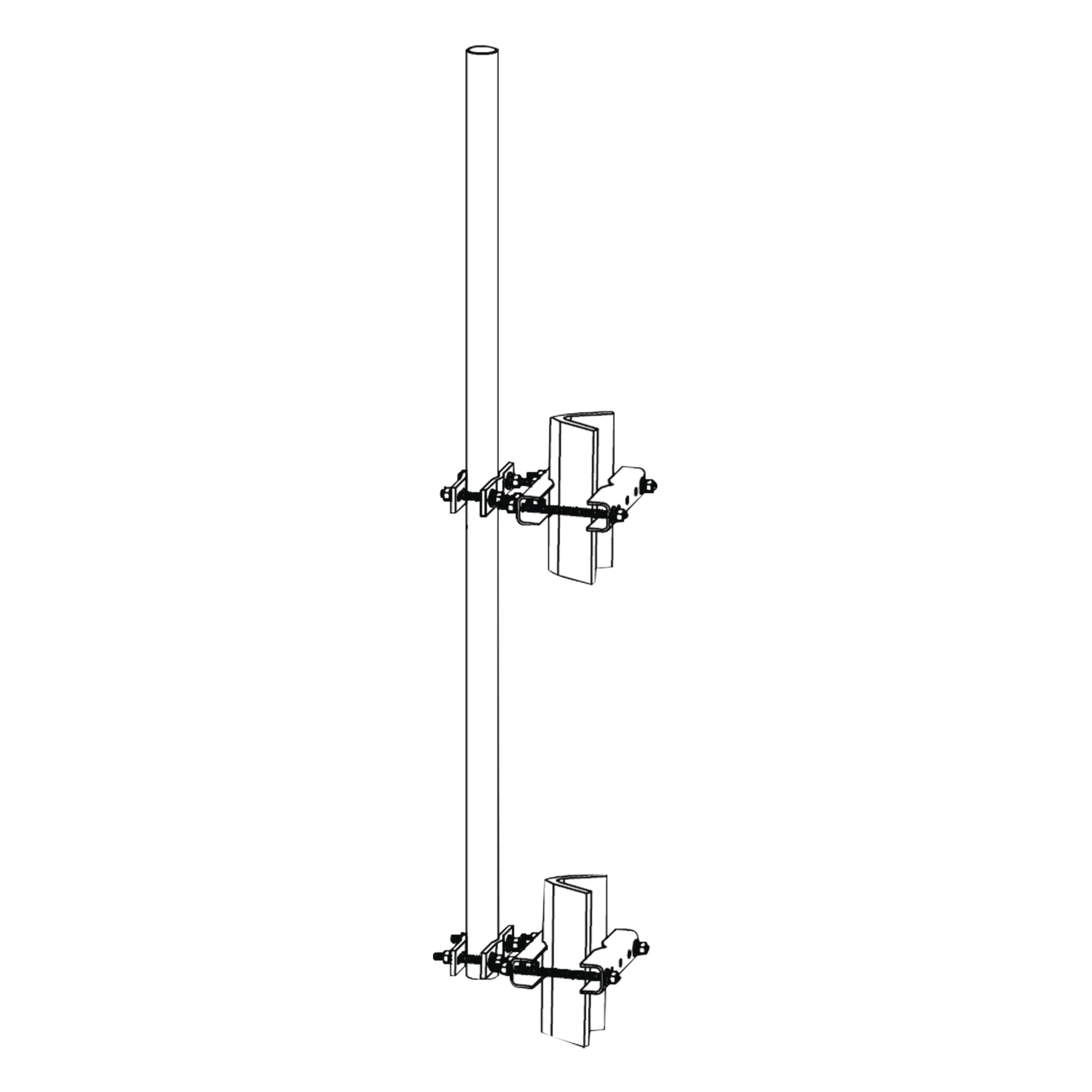 Montaje lateral con Mástil de 1.9" diam. x 6' (1.8m) longitud. — Trylon · SKU TRY-ST-LM-1.9X6