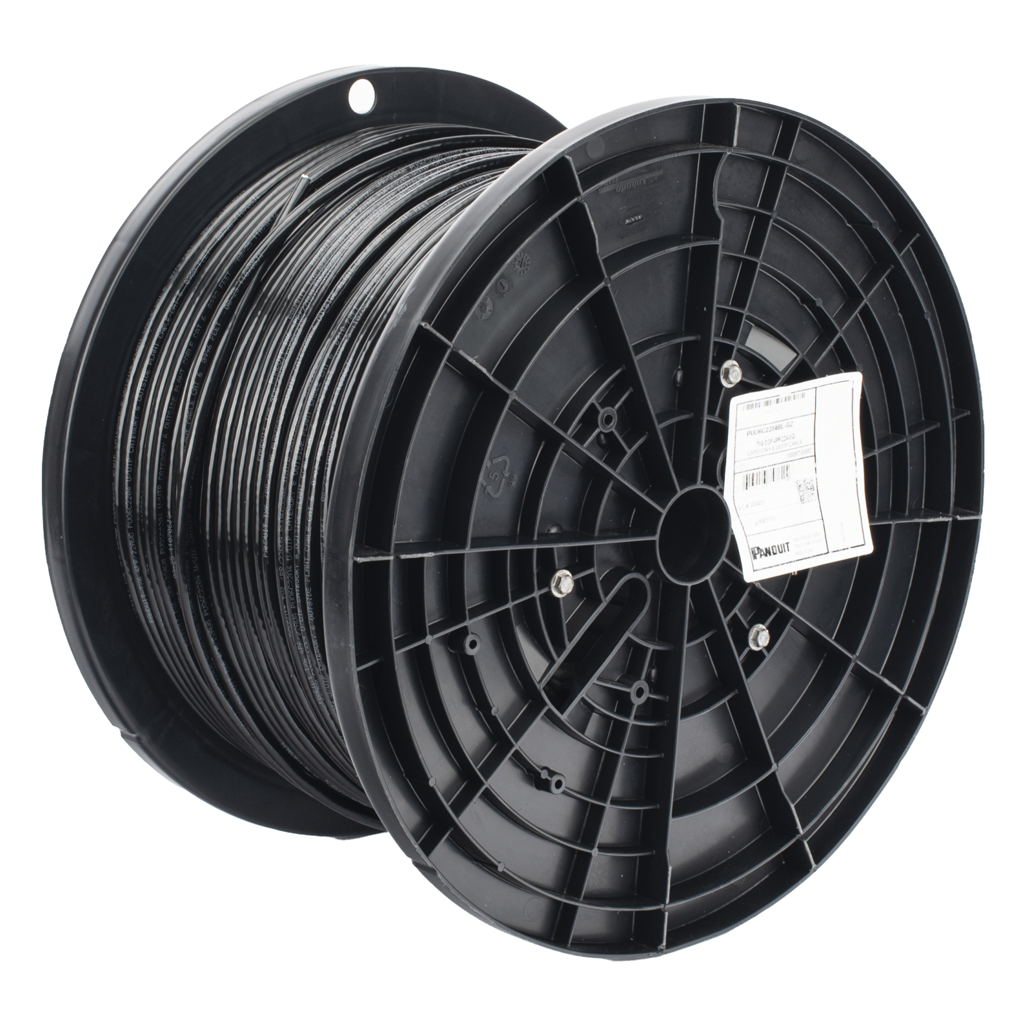 Bobina de Cable UTP de 4 Pares OSP (Planta Externa), Cat6 de Rango Extendido, 22 AWG, Color Negro, 305 Metros (1000 Pies).