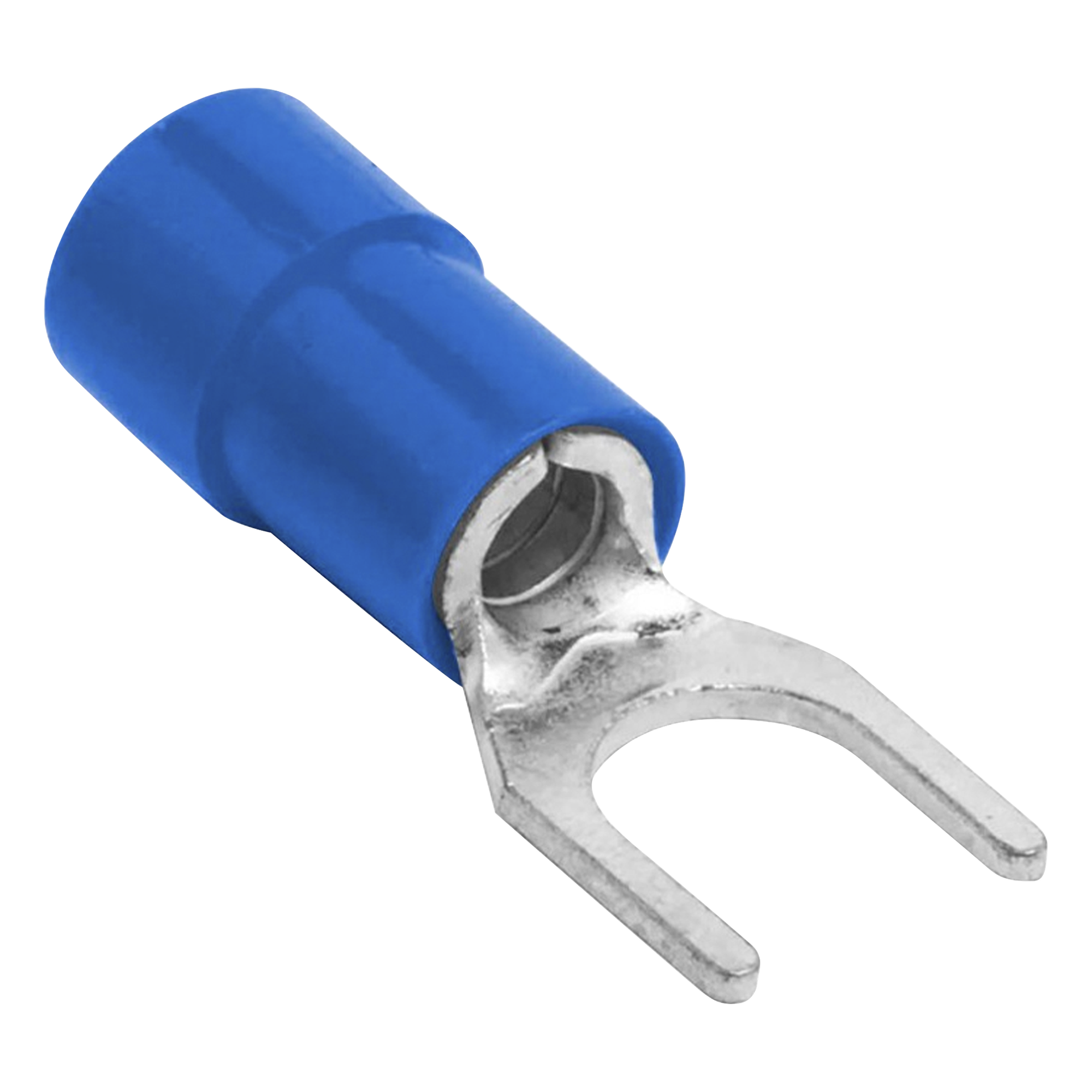 Terminal tipo horquilla ( espada ) aislada / 18 - 14 AWG / Azúl / Paquete de 25 piezas. — EPCOM POWERLINE · SKU RB1157