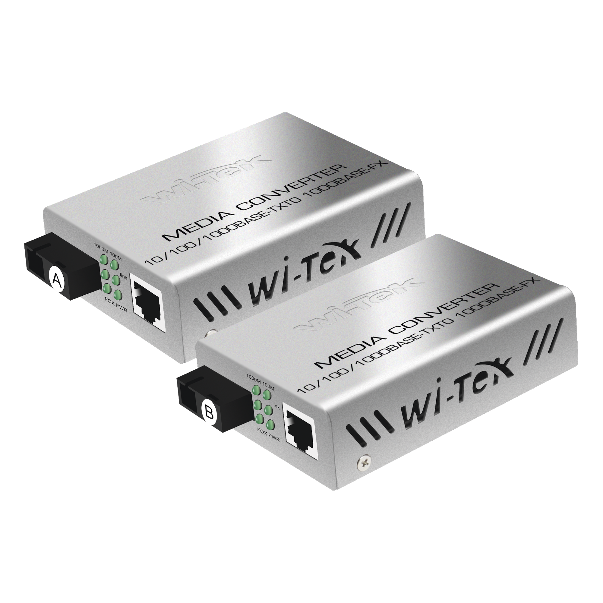 Convertidor de Medios / Alcance 20 km / 1 Puerto SC/UPC 1000 Mbps / 1 Puerto RJ45 1000 Mbps / Longitud de Onda Tx 1310nm Rx 1550nm / Par A y B — WI-TEK · SKU WIMC101G