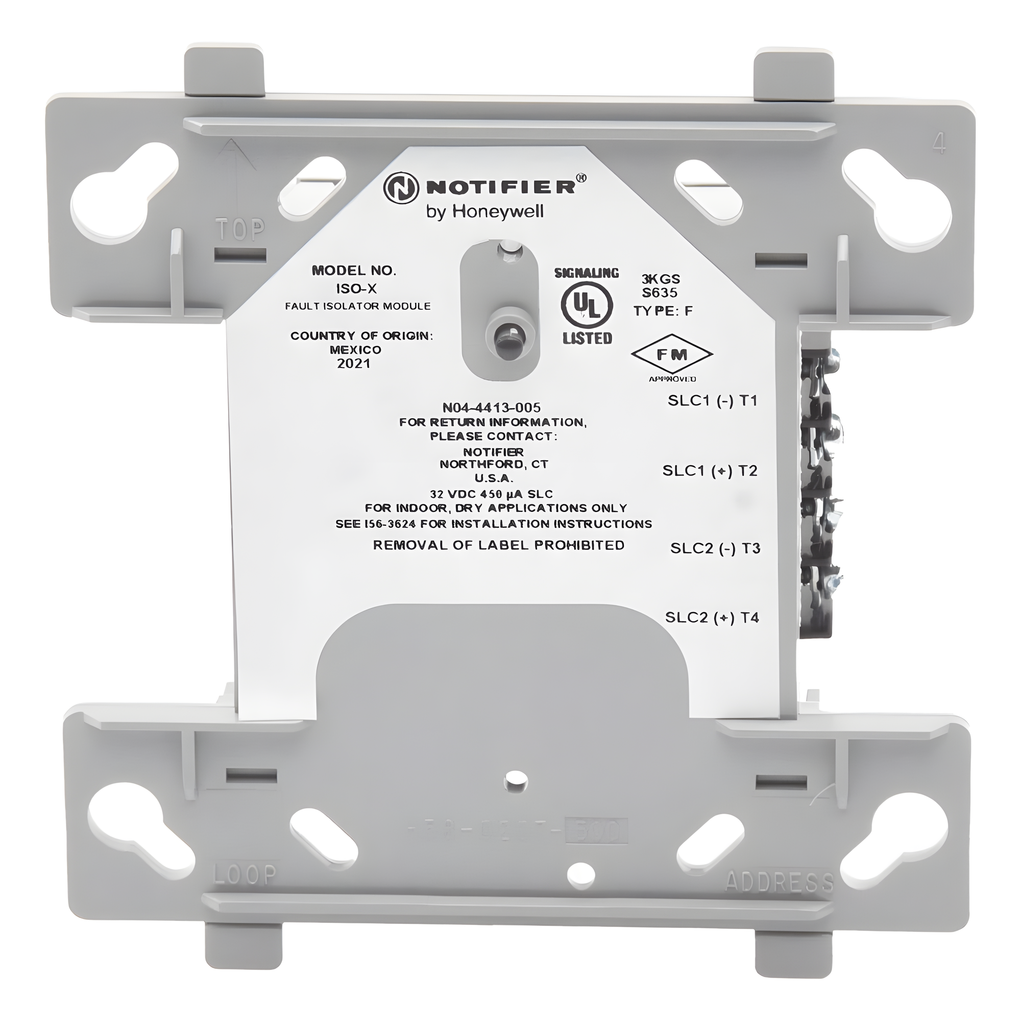 Módulo Aislante de Fallas / Lazo SLC Direccionable / Cortocircuito Cable a Cable / Alimentación por Lazo / Caja 4" (10.16 cm)