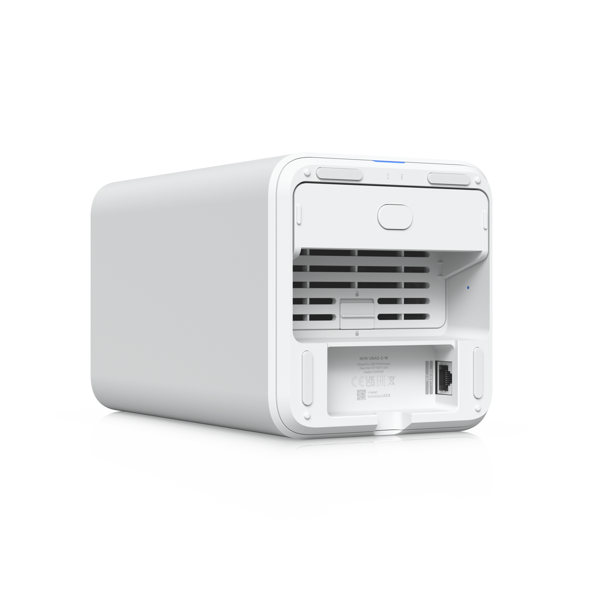 UniFi UNAS-2 – Almacenamiento en Red (NAS) Compacto con 2 Bahías para HDD de 3.5”, Puerto de Red 2.5 GbE, Conectividad USB-C y Adaptador PoE++ Incluido