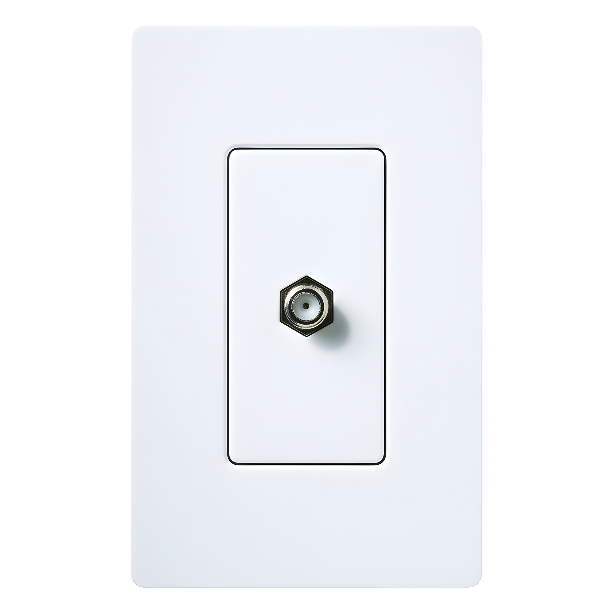 Toma de pared para cable coaxial con conector tipo F de 75 ohms, estilo Designer de la línea Claro, para señal de TV, color blanco brillante — LUTRON ELECTRONICS · SKU CACJWH