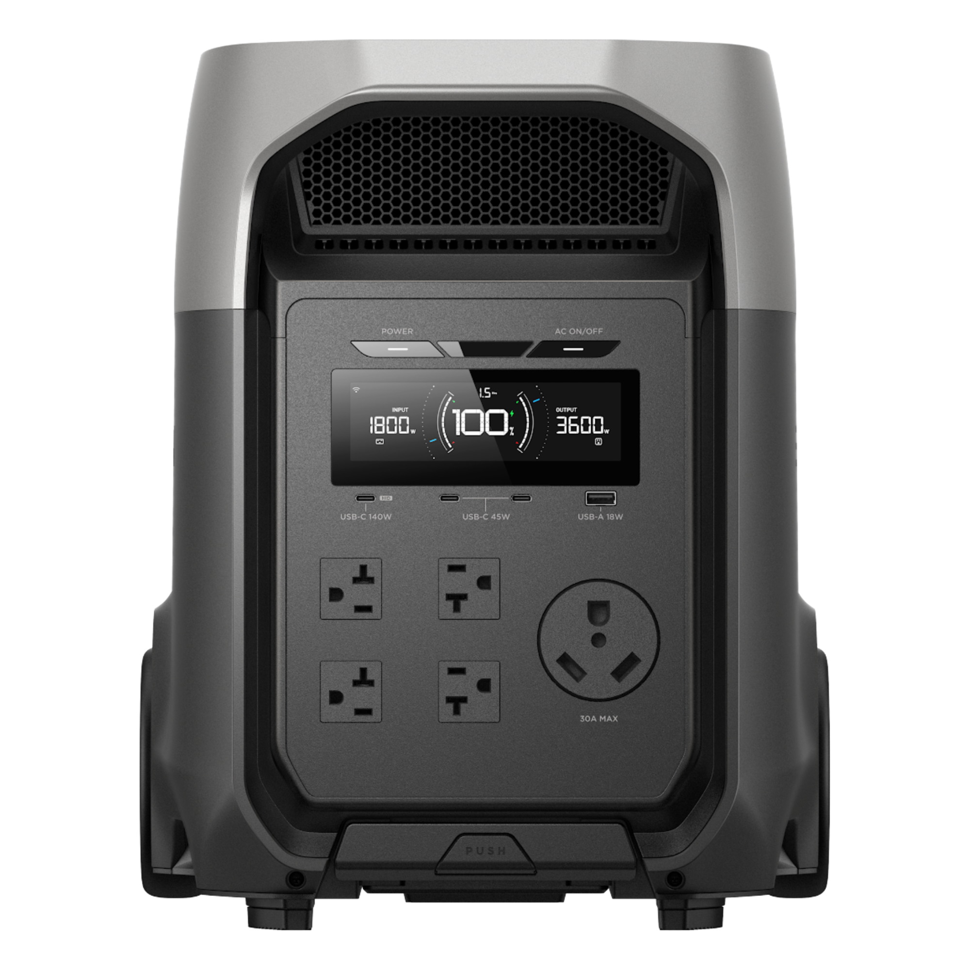 Estación de Energía Portátil / 3072 Wh / Salida 3600 W (Surge 7200 W) / Batería LiFePO4 / Carga 0-80% en 89 min / UPS 10 ms / ≤25 dB — ECOFLOW · SKU EFDL3U