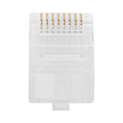 Bote con 100 Plugs Pass Through RJ45 Cat6 sin Blindaje, Chapado de Oro a 30 Micras para Durabilidad Extrema