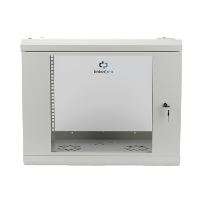 Gabinete de Pared de 9U con Puerta de Cristal Templado, 479.5 mm de Profundidad, Rack de 19'', Acero Reforzado Gris Mate