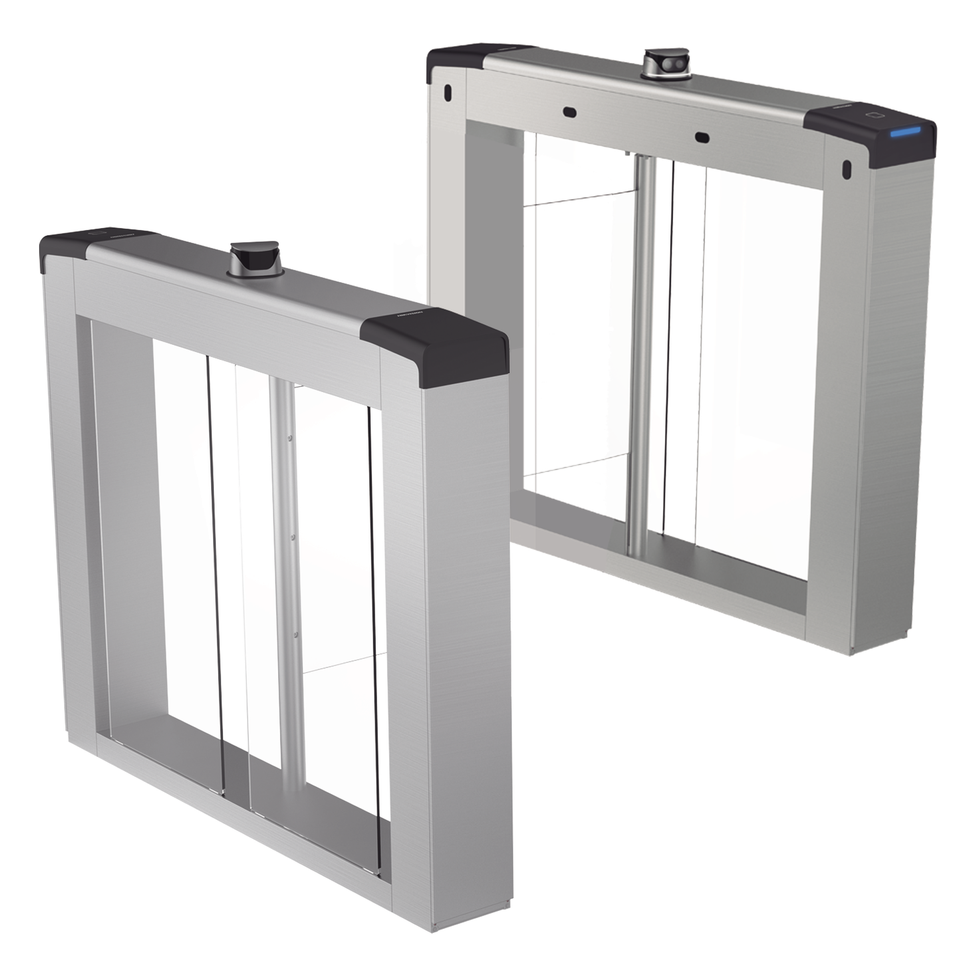 Kit de Torniquetes Swing (NO Incluye Aletas) / Reconocimiento Facial y Lectores de Tarjeta Incluidos / Bidireccional / 5,000,000 MCBF / 4 Pares de dToF / Carriles Seleccionables de 65 o 90 cms (aletas de acrilico no incluidas) — HIKVISION · SKU DS-K6B221TMX-LR