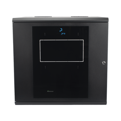 Gabinete Abatible de Pared (Con Marco Trasero) con Rack 19" de 12 Unidades. Ventana de Cristal Templado.