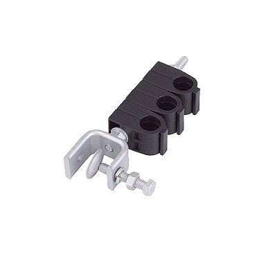 Sujetador de 3 Cables de 7/8. Instalación en Ángulo. Soporte de Acero Inoxidable.