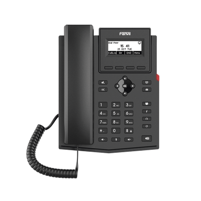 Teléfono IP / 2 Líneas SIP / Pantalla LCD 2.3" 132x64 / Audio HD G.722 y Opus / Conferencia 6 Vías / PoE 802.3af / Puertos Ethernet Duales 10/100 / Soporte EHS