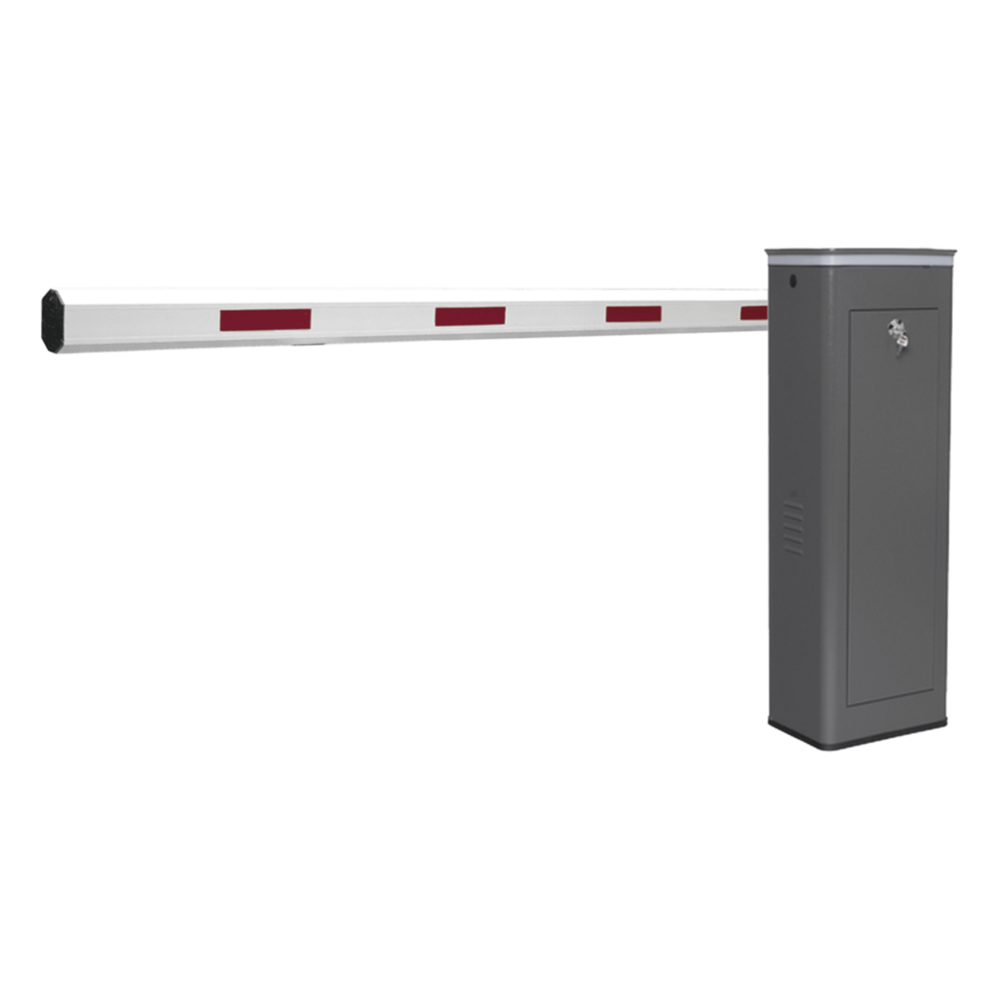 Kit de Barrera Vehicular Izquierda y Brazo de 3 Metros / Finales de Carrera Ajustables por Programación / Movimiento Fluido / Diseño Elegante Color Gris / Con Corona Led Semaforizada — ACCESSPRO · SKU KT-XBF-LB