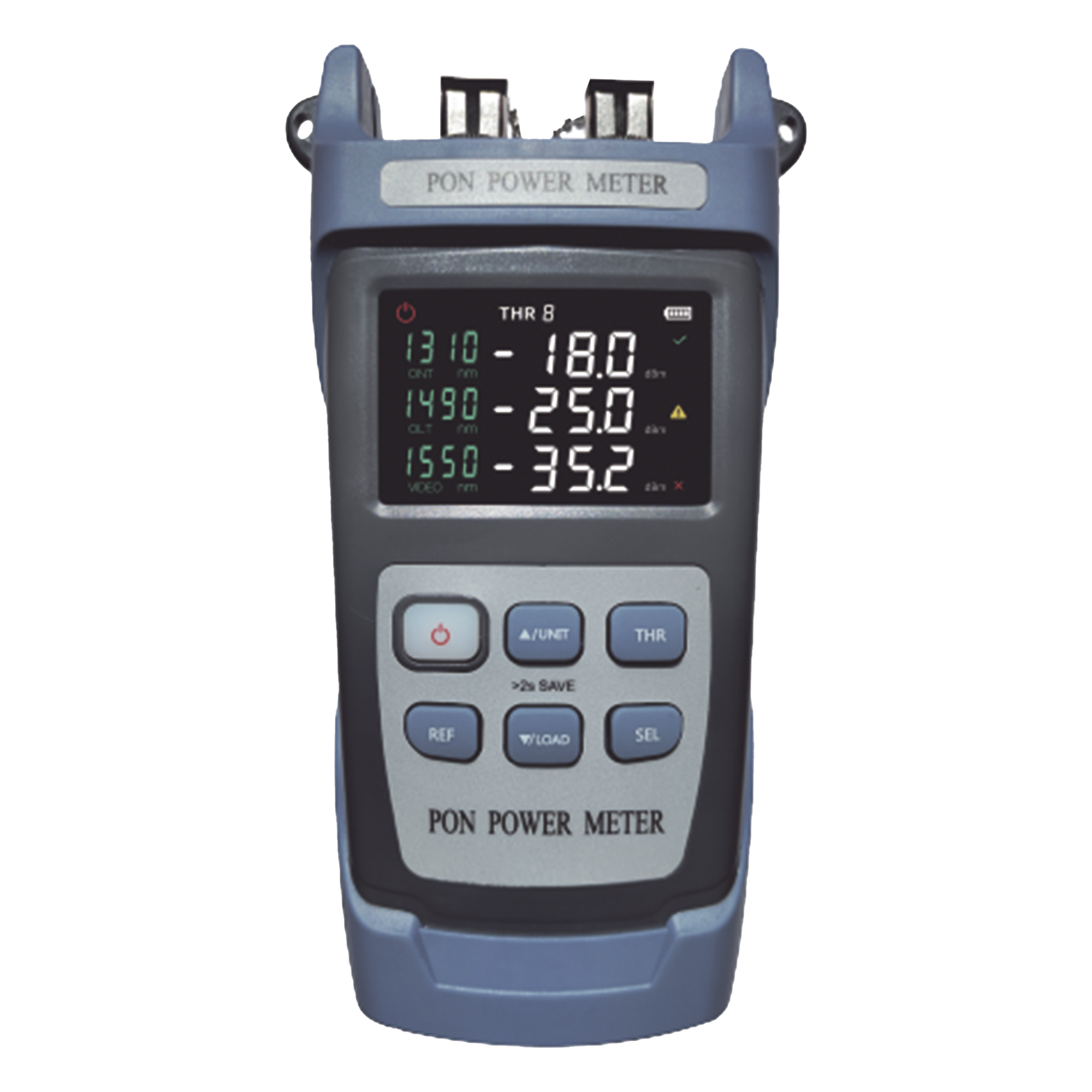 Medidor de Potencia Óptica (OPM) para Fibra Óptica en Redes FTTx / Soporta 3 Longitudes de Onda: 1310nm, 1490nm y 1550nm / Rango de Medición de -40 a 25dBm — LINKEDPRO BY EPCOM · SKU LP-P-OPM