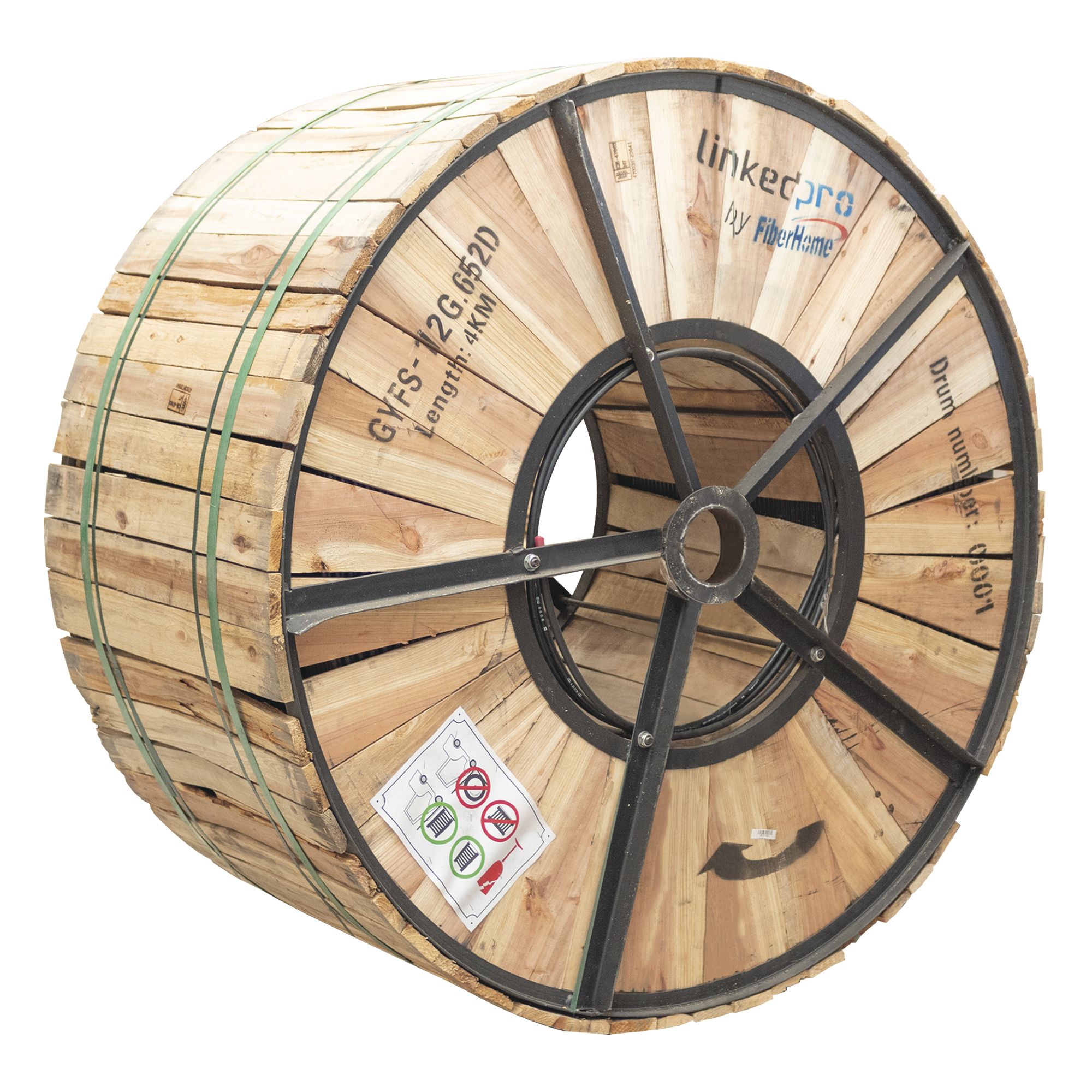 Fibra Óptica Monomodo / 12 Hilos G.652D / Loose Tube / 4 km (13123 pies) / Armada Acero / Exterior Subterráneo — LINKEDPRO BY FIBERHOME · SKU GYFS-12C/4KM