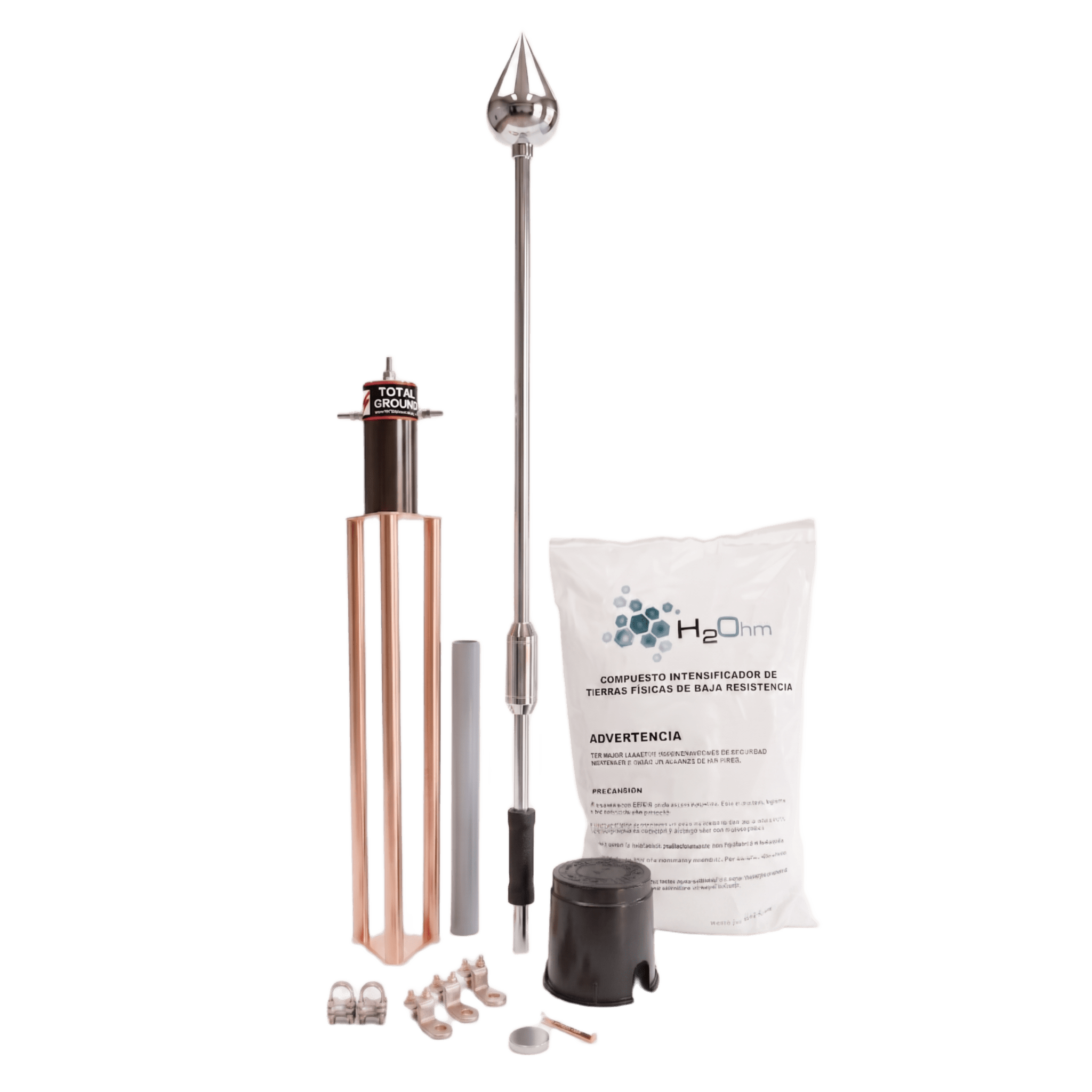 Kit Pararrayo con Punta de Aluminio con Avance de Cebado de 60 m. y Accesorios de Instalación en Torre.