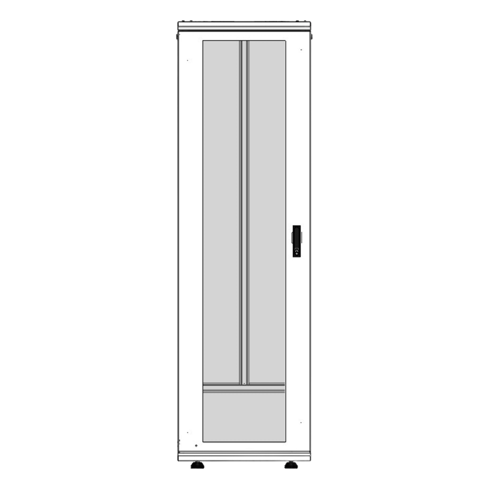 Gabinete Rack 42 Unidades / Piso 19 Pulgadas / Puerta Cristal Templado / Capacidad Carga 1000 Kg / Acero Calibres 16-18-20 / Ventilación Superior / Cerradura Seguridad, Niveladores Incluidos — LINKEDPRO · SKU LES-60-60-42UGW