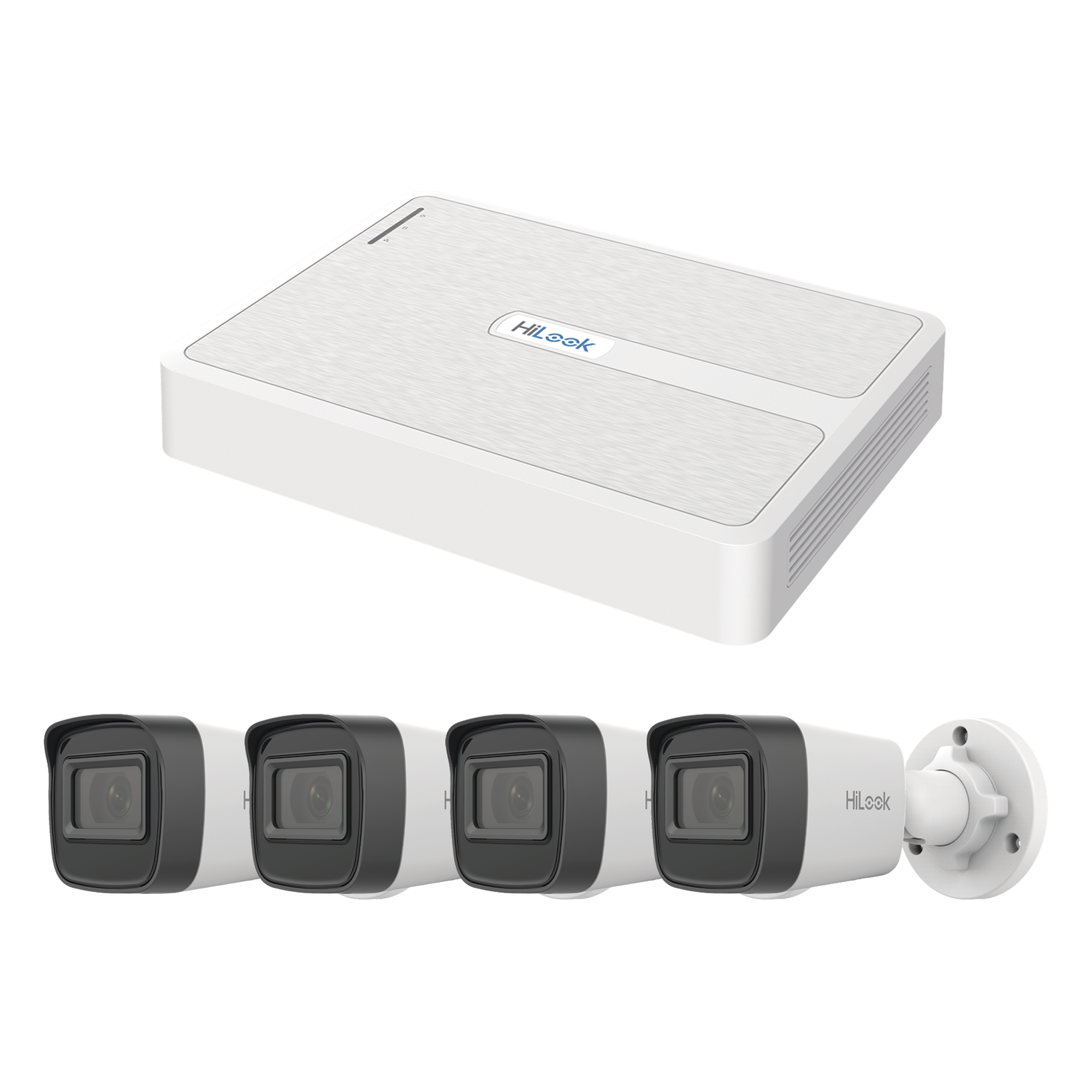Kit IP 2 Megapixel / NVR de 8 Canales con 8 Puertos PoE / 4 Cámaras IP Bala para Exterior — HiLook by HIKVISION · SKU KIPH4B/2MP