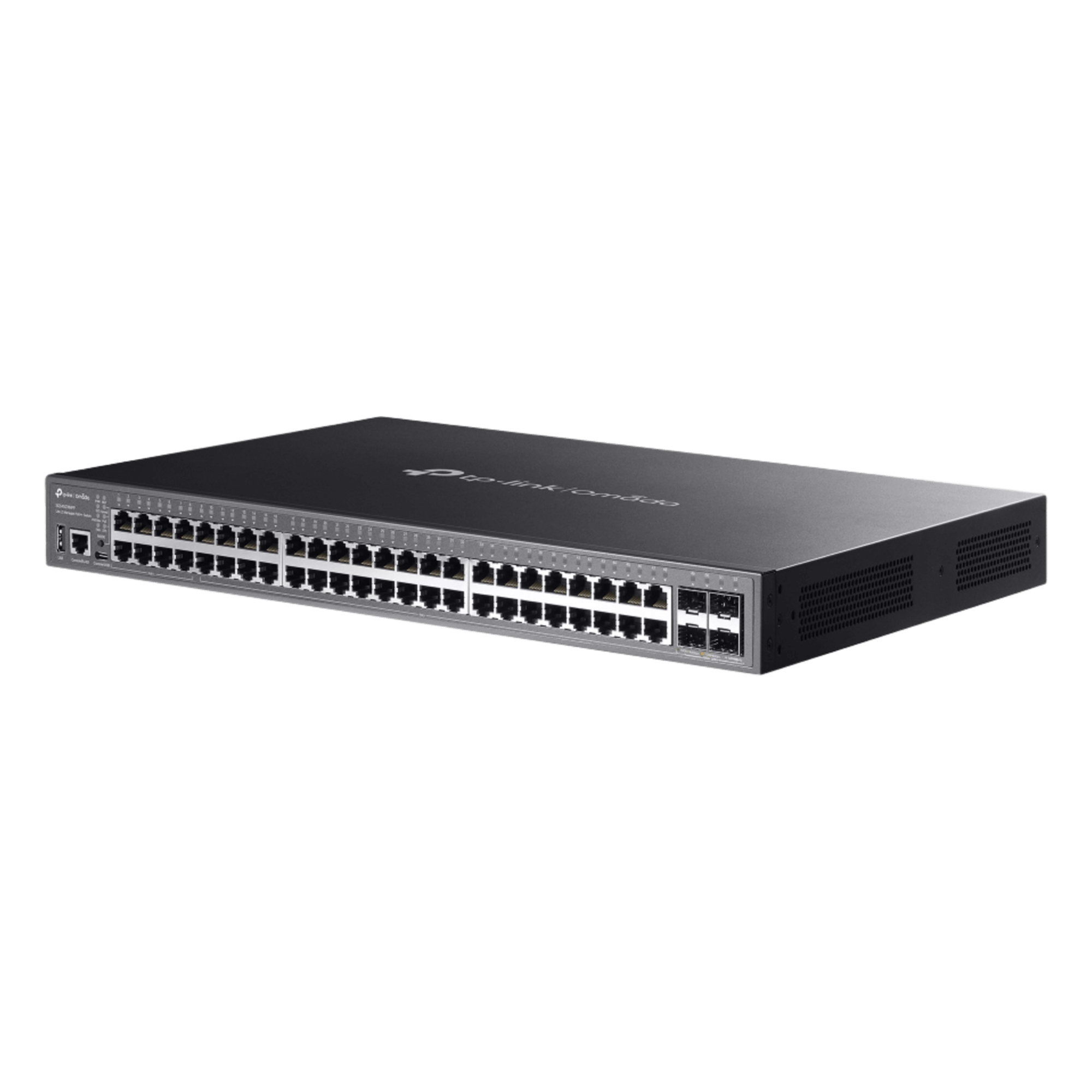 Switch Lite L3 Gestionable Apilable / 48 Puertos Gigabit PoE++ / 4 Slots 10G SFP+ / Presupuesto PoE 770W / Fast PoE y Perpetual PoE / Apilamiento Físico de 4 Unidades / L3: RIP, OSPF, VRRP / Gestión Cloud Omada SDN