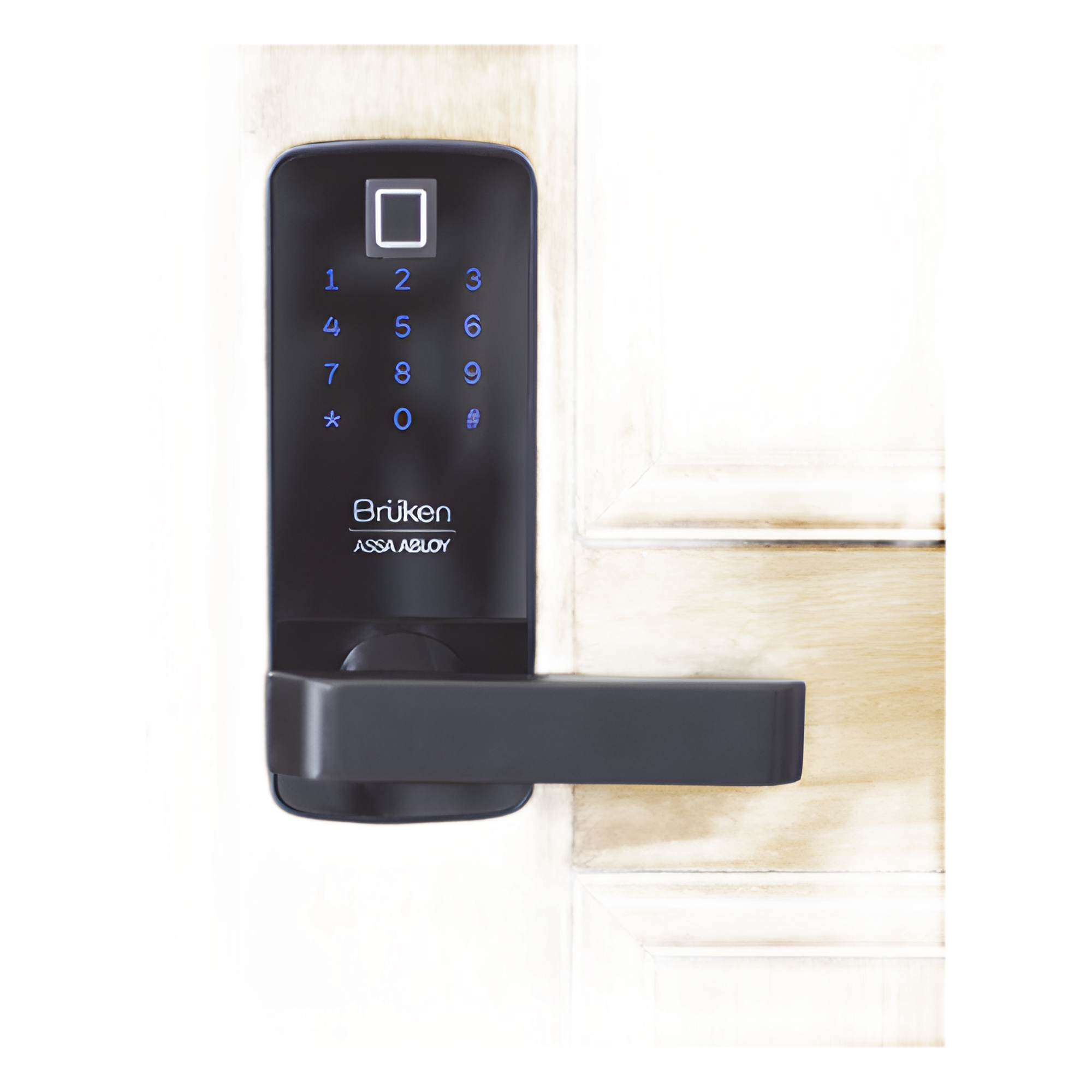 Cerrojo Electrónico con Manija para Puerta de Madera/ Huella/ Contraseña/ Tarjeta