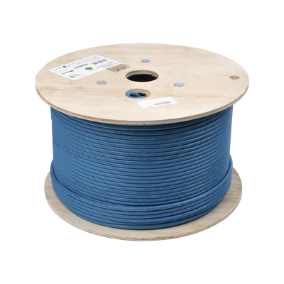 Bobina de Cable Blindado F/UTP de 4 Pares, Z-MAX, Cat6A, Soporte de Aplicaciones 10GBase-T, CMR (Riser), Color Azul, 305 Metros (1000 Pies)