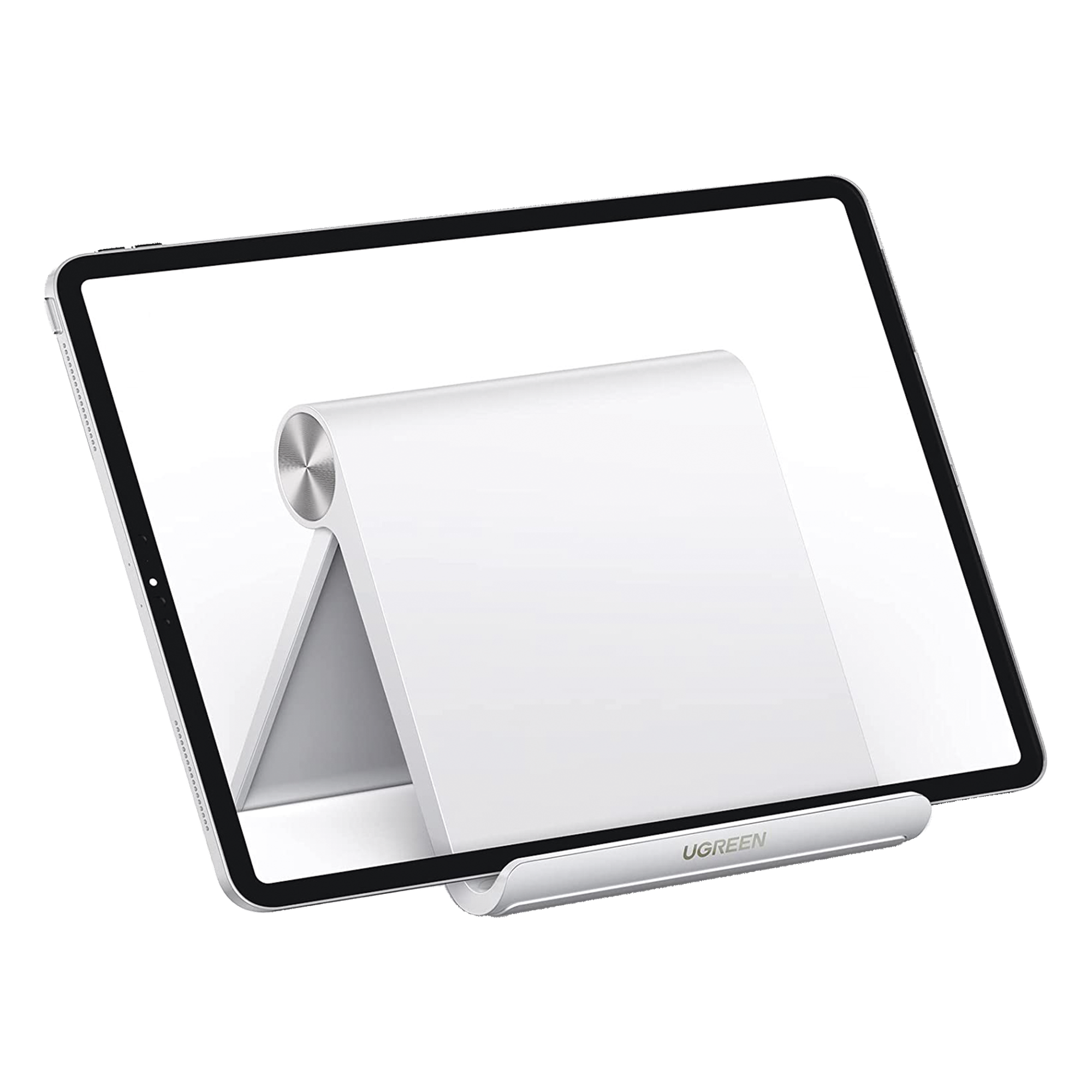 Soporte de Escritorio para Tablet / Ajustable de 0° a 100° / Goma Antiarañazos / Antideslizante / Amplia Compatibilidad con dispositivos de 4'' a 13'' / Plegable / ABS / Color Blanco