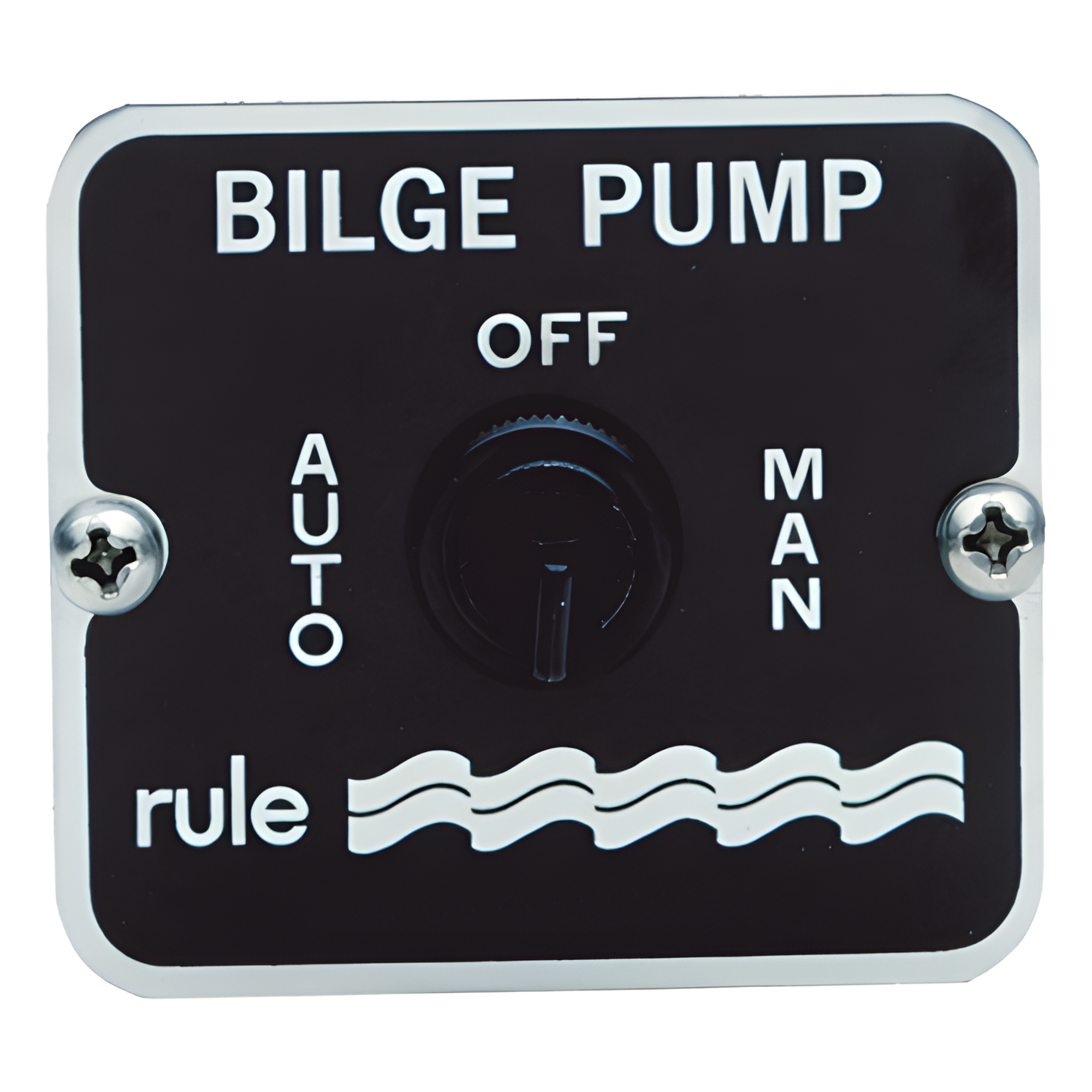 Switch de tres posiciones para control de bombas de achique de 12 o 24 Vcd. — RULE · SKU 45