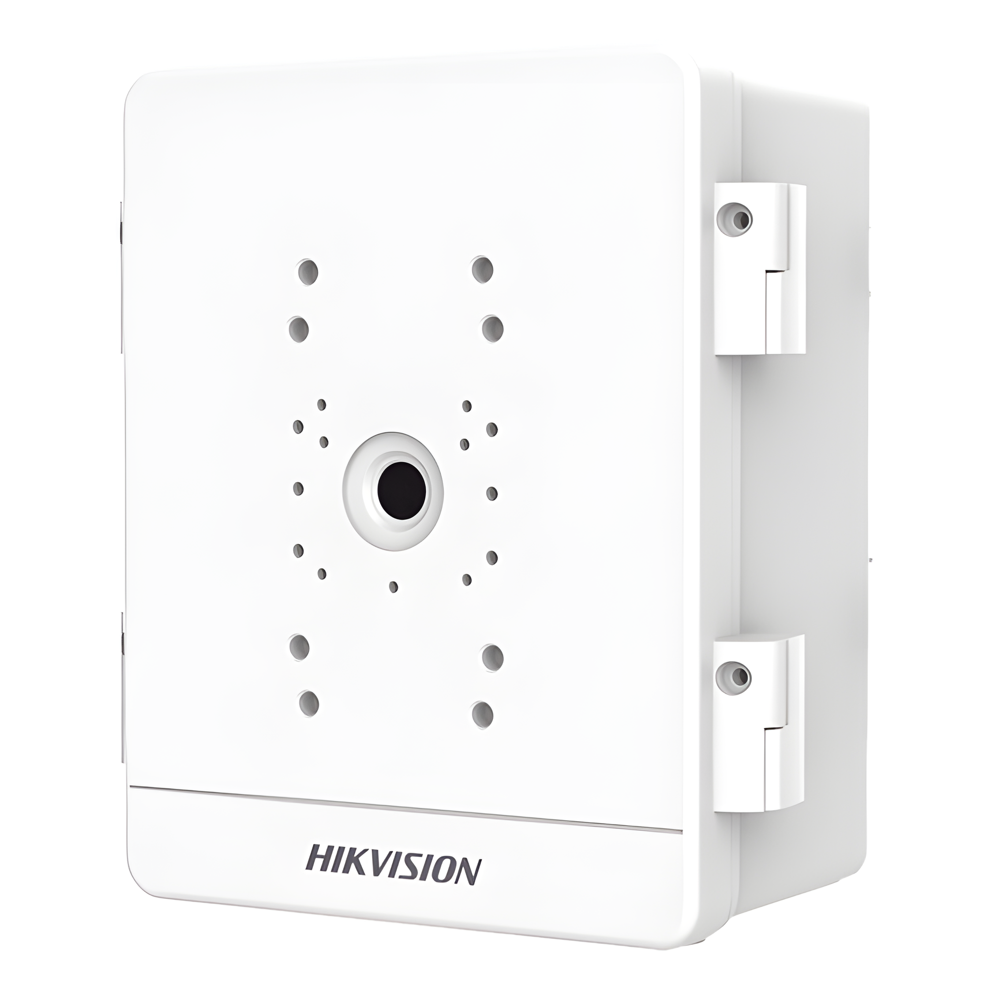 Caja para Videovigilancia para Exterior / Uso en Pared o Poste / IP66 / IK10 / Dimensiones: 387 X 432 X 225 mm / Soporta 3 Dispositivos (PTZ, Bocinas, Cámaras Fijas) — HIKVISION · SKU DS-SBOX-03