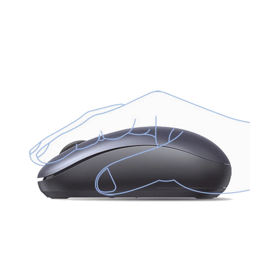 Mouse Inalámbrico 2.4G 800/1200/1600/2400 DPI | Función de 3 botones | Alcance 10m | Silencioso | Ergonómico | Anti-caída y Anti-interferencias | Batería Alcalina AA incluida | Midnight Blue.