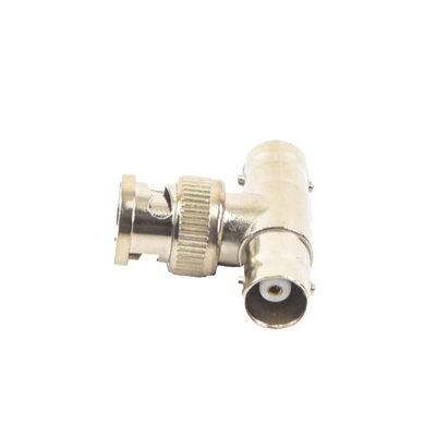 Adaptador en T para 75 Ohm de Conector BNC Macho a Doble BNC Hembra, Níquel/ Oro/ Teflón.
