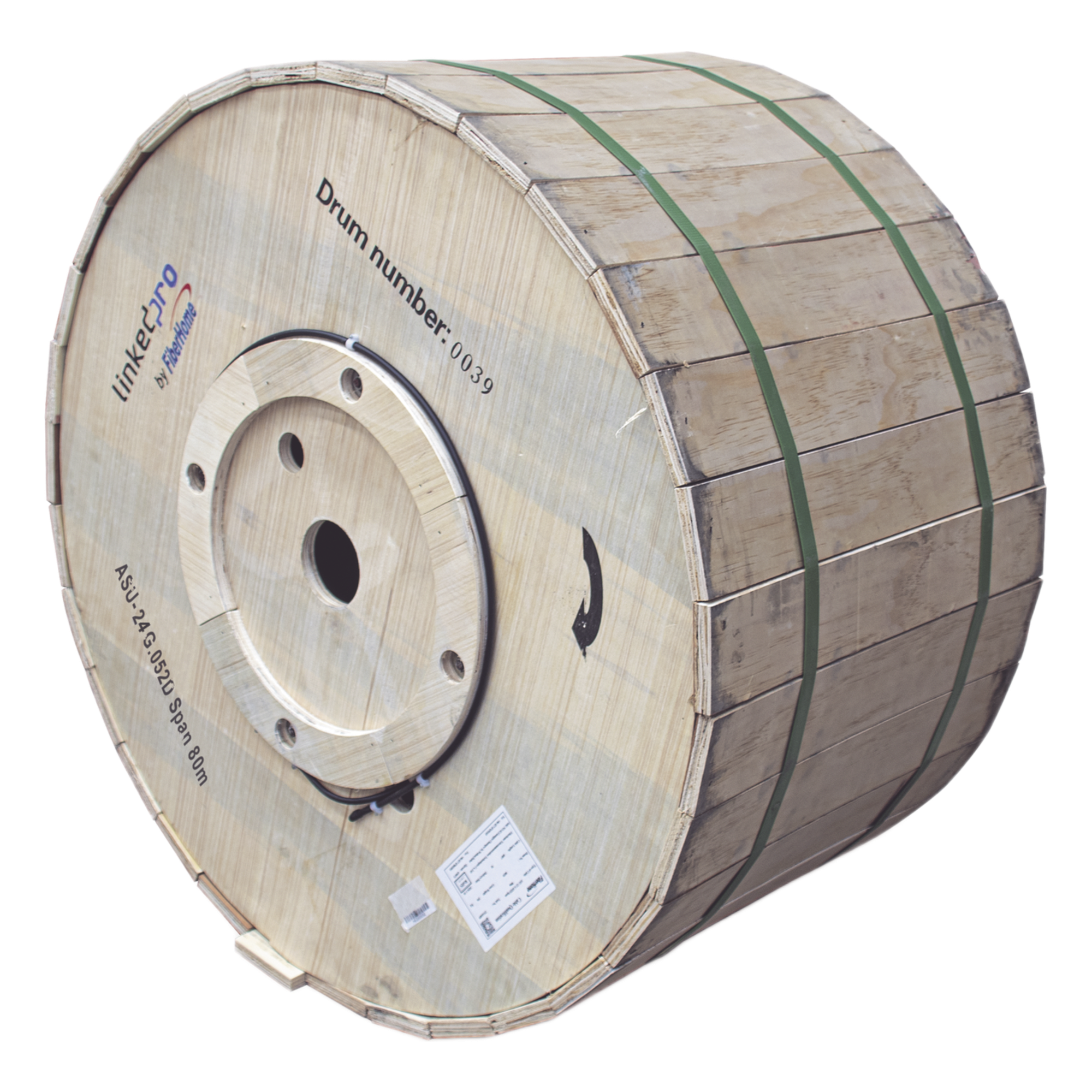 Carrete de 4 km de Fibra Óptica Aérea Mini ADSS (ASU) G.652D, Monomodo de 24 Hilos, Exterior, Span 80, Loose Tube — LINKEDPRO BY FIBERHOME · SKU MINI-ADSS-24C/4KM