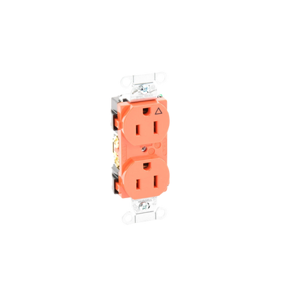 Contacto Dúplex Conexión a Tierra Aislada/ 15A 125V/ 2 polos 3 Hilos/ Nema 5-15R /Grado Comercial/ Color Naranja.