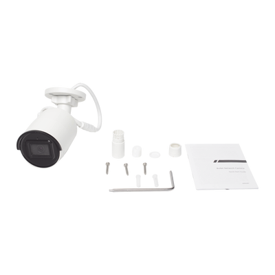 Bala IP 4 Megapixel / Lente 2.8 mm / 40 mts IR EXIR / IP67 / WDR 120 dB / PoE / Micrófono Integrado / ACUSENSE (Filtro de Falsas Alarmas) / Ultra Baja Iluminación