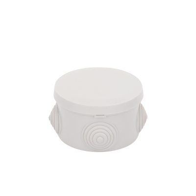 Caja Derivación-Conexión de Plástico Circular con 4 Glándulas de Goma (70 diámetro X 48 alto mm). Para Instalaciones Comerciales, Residenciales e Industriales. Cerrado a Presión.