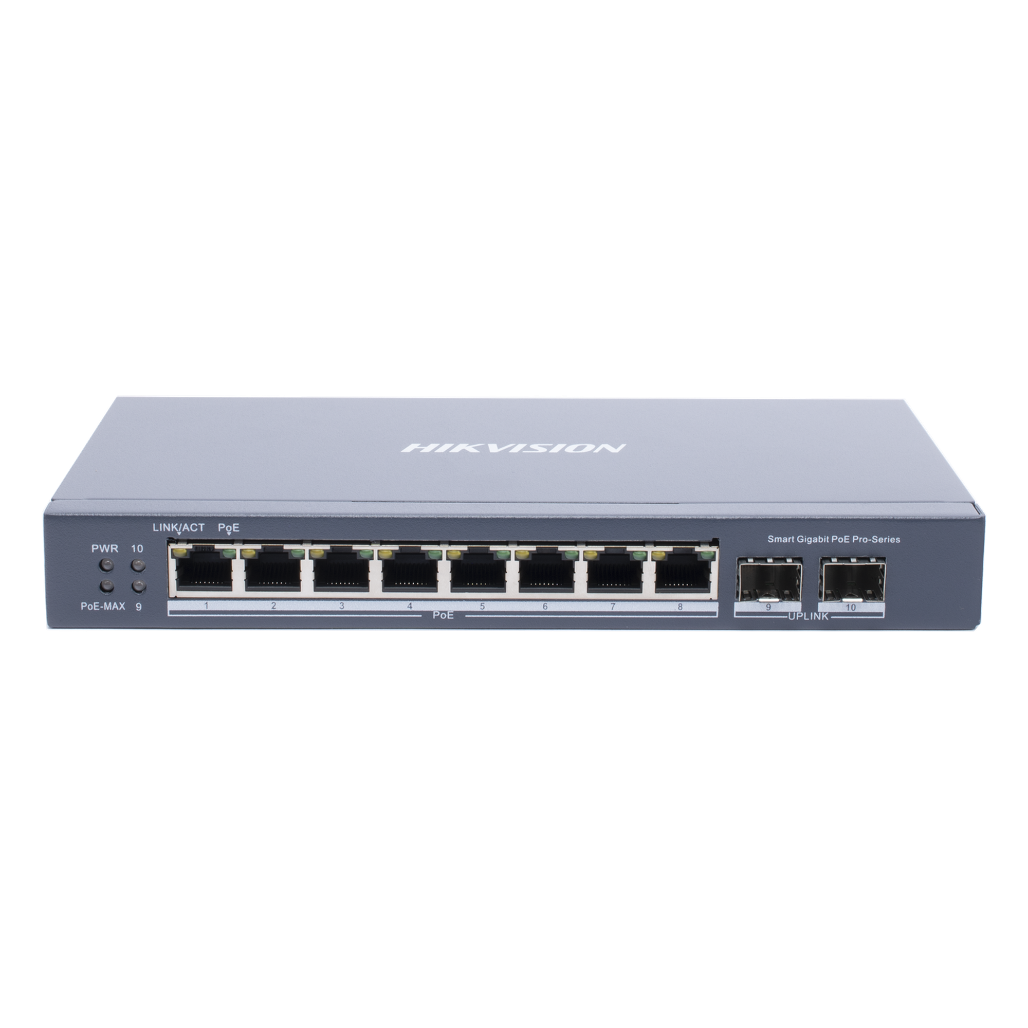 Switch Gigabit PoE+ / Administrable / 8 Puertos Gigabit PoE+ / 2 Puertos SFP / Configuración Nube Hik-Partner Pro / Modo Extendido hasta 300 Metros / 110 W — HIKVISION · SKU DS-3E1510P-SI