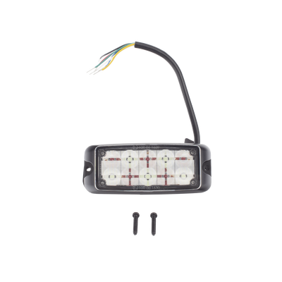 Luz de Advertencia de 5X2" 10 LED, Rojo/Azul, Bisel Negro, Lente Transparente