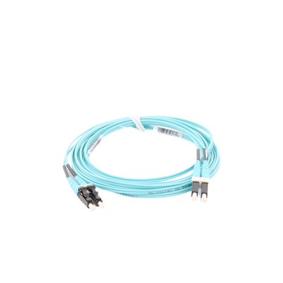 Jumper de Fibra Optica Multimodo 50/125 OM4, LC-LC Duplex, OFNR (Riser), Color Aqua, 3 Metros (9.84 Pies)