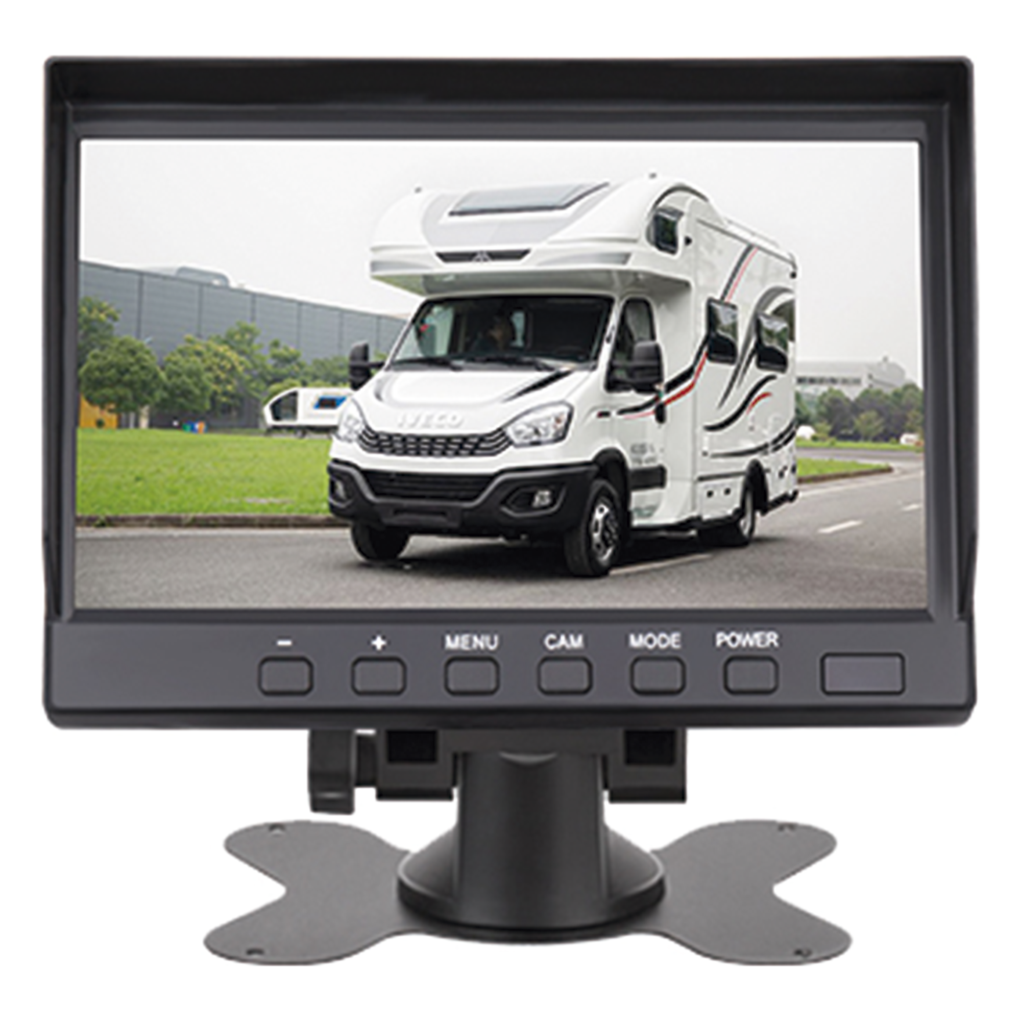 Sistema de Cámara de Reversa Alámbrico / Monitor LCD 7 Pulgadas Full HD / Cámara IR CMOS 18 LEDs / Ángulo de Visión 120° / IP69K / 12/24 VCC / Cable 20 m (65.6 ft)